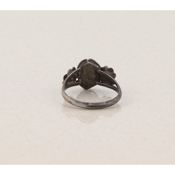 Sterling Silver Abalone Flower Ring Size 6 1/2 Dark Patina - Picture 8 of 9